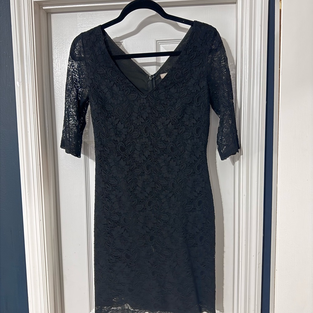Banana Republic Black Lace Long Sleeve Dress